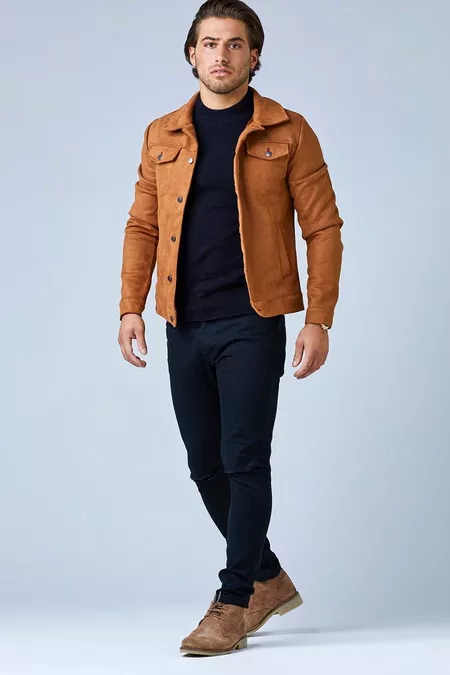 Faux Suede Trucker Jacket