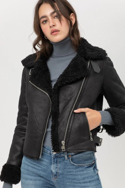 Fur Lined Black Suede Jacket