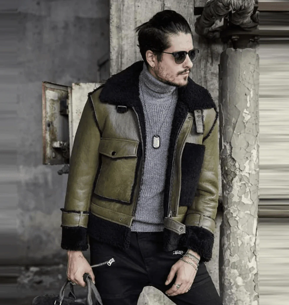 Green Aviator Jacket Mens