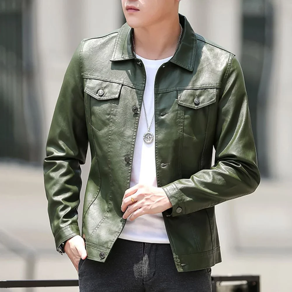 Green Motorcycle Leather Jacket