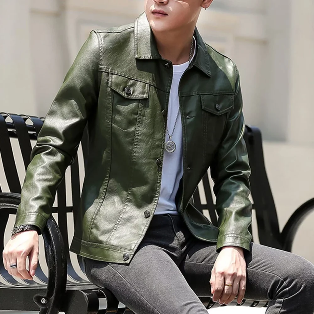 Green Motorcycle Leather Jacket 2