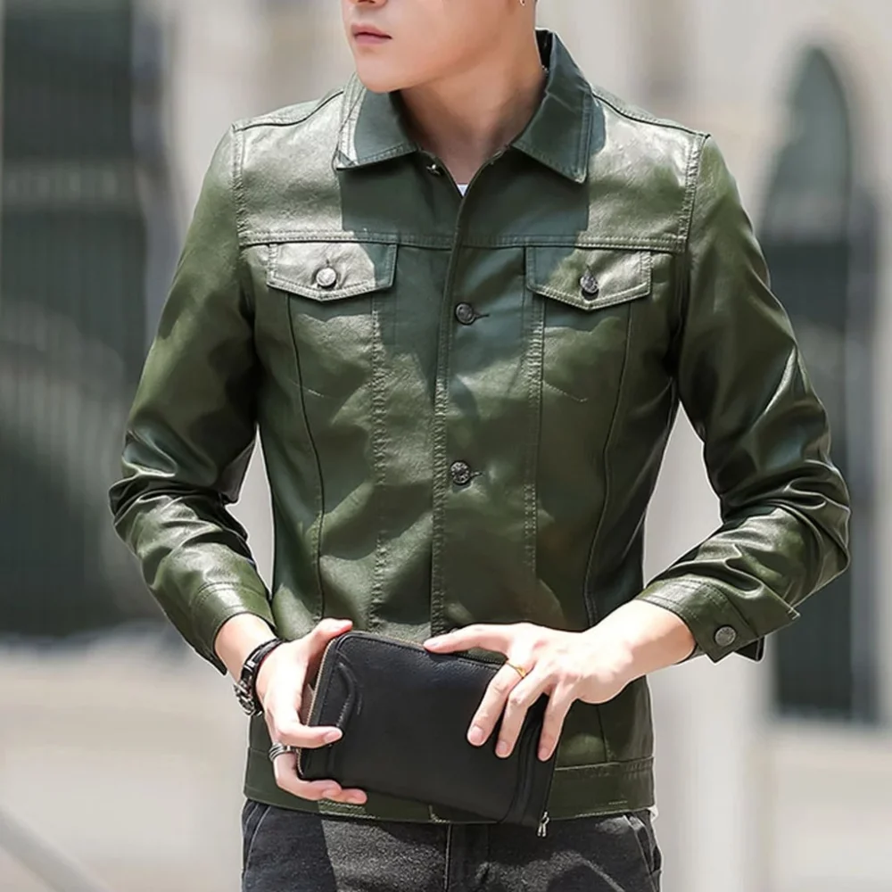 Green Motorcycle Leather Jacket 3