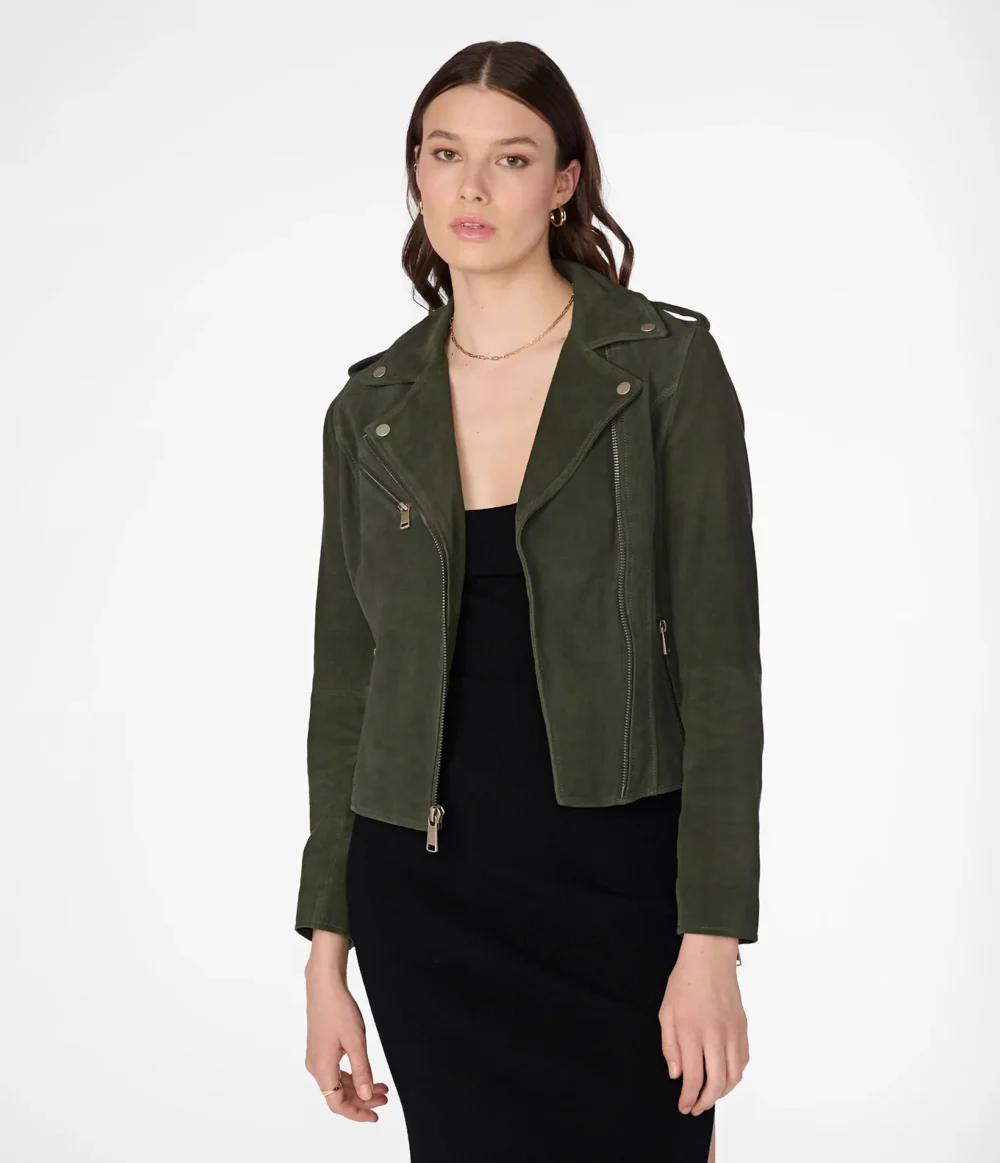 Green Suede Jacket Womens