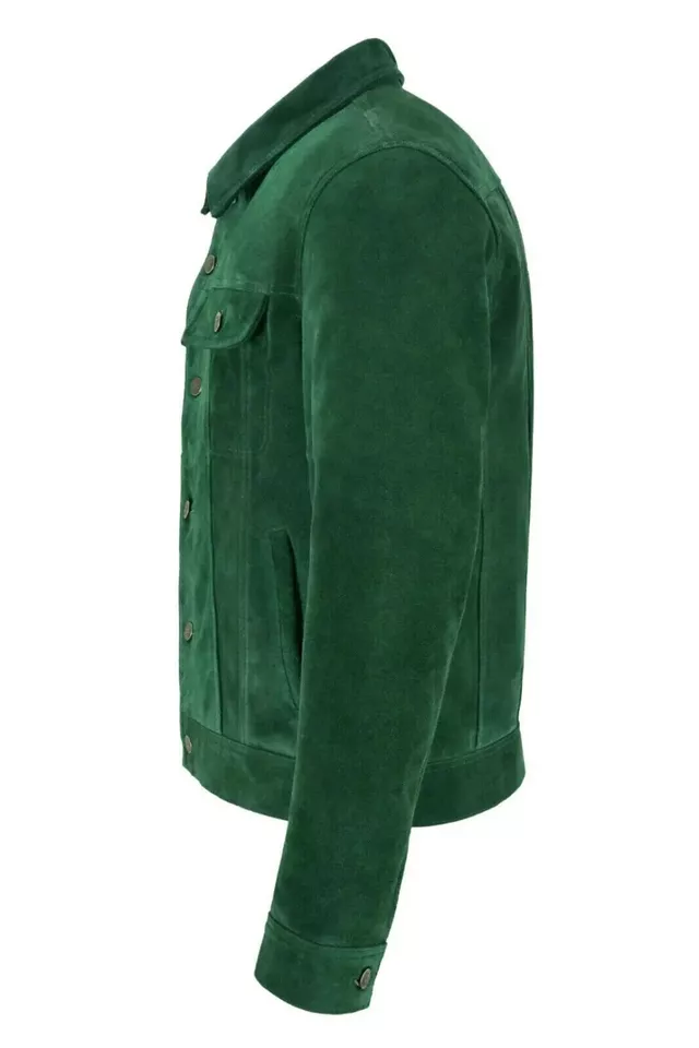 Green Suede Trucker Jacket 4