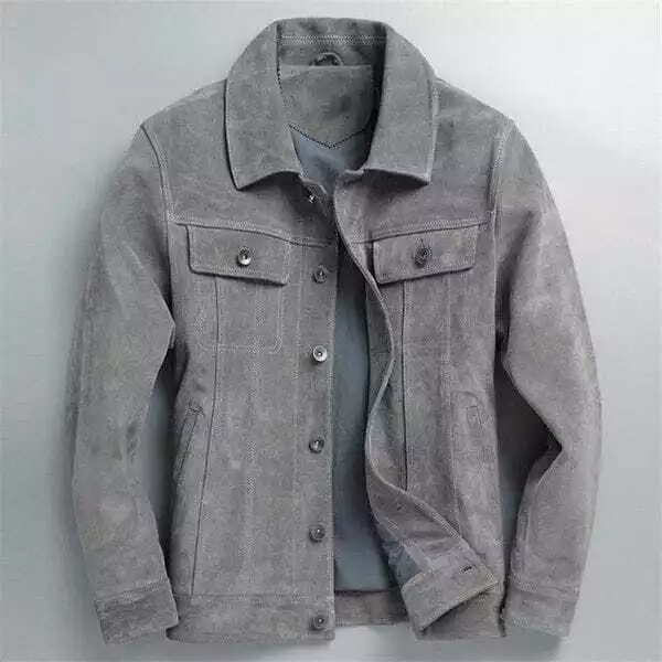 Grey Suede Jacket Mens