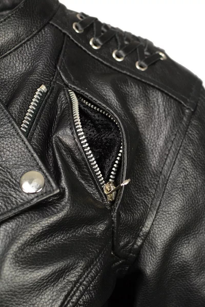 Ladies Armored Leather Motorcycle Jacket 2