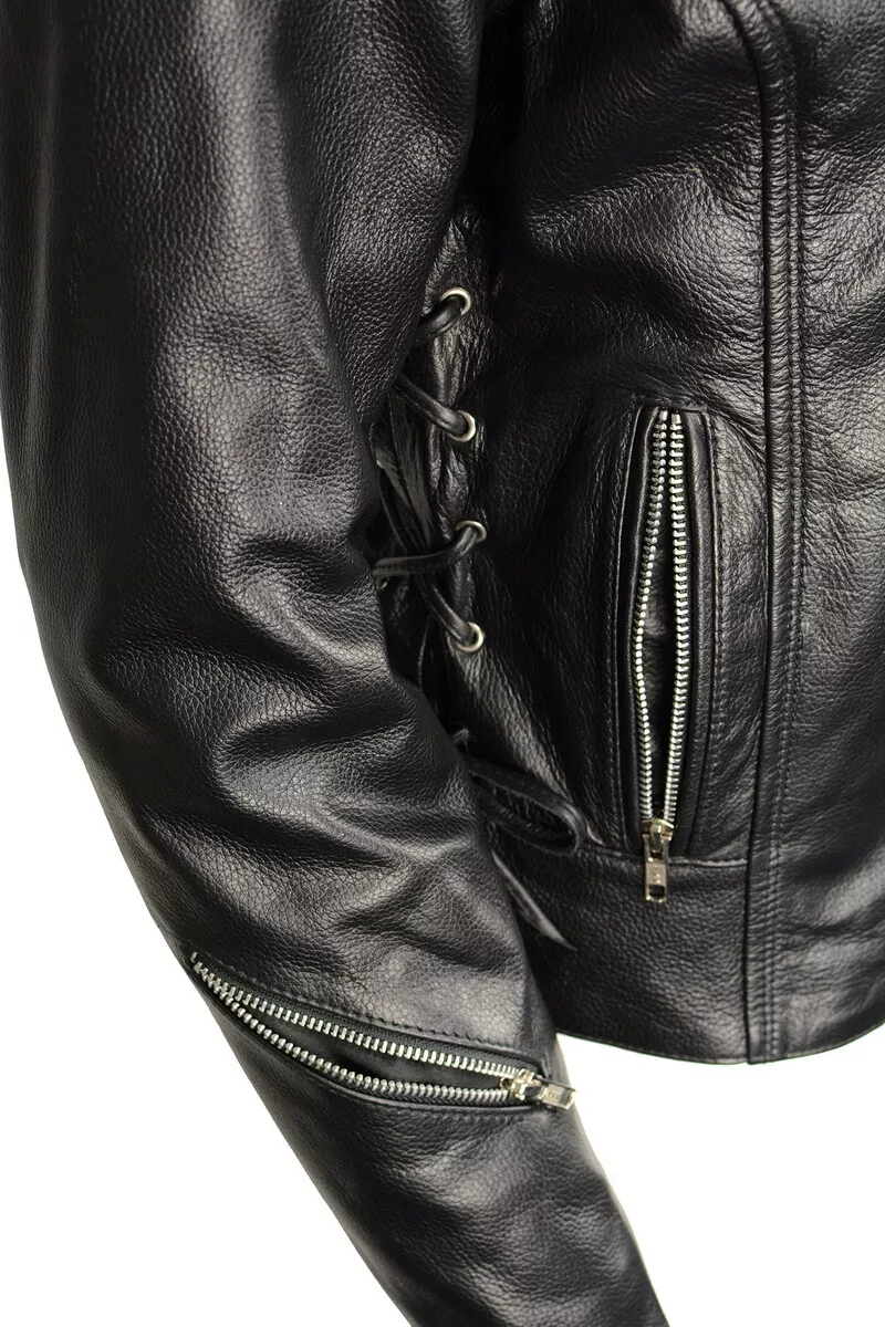 Ladies Armored Leather Motorcycle Jacket 3