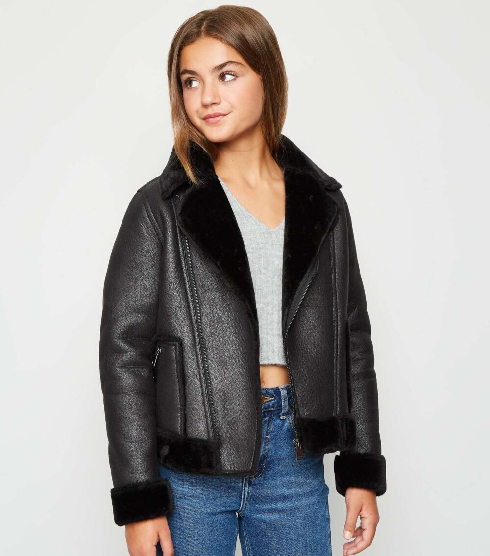 Ladies Black Aviator Jacket