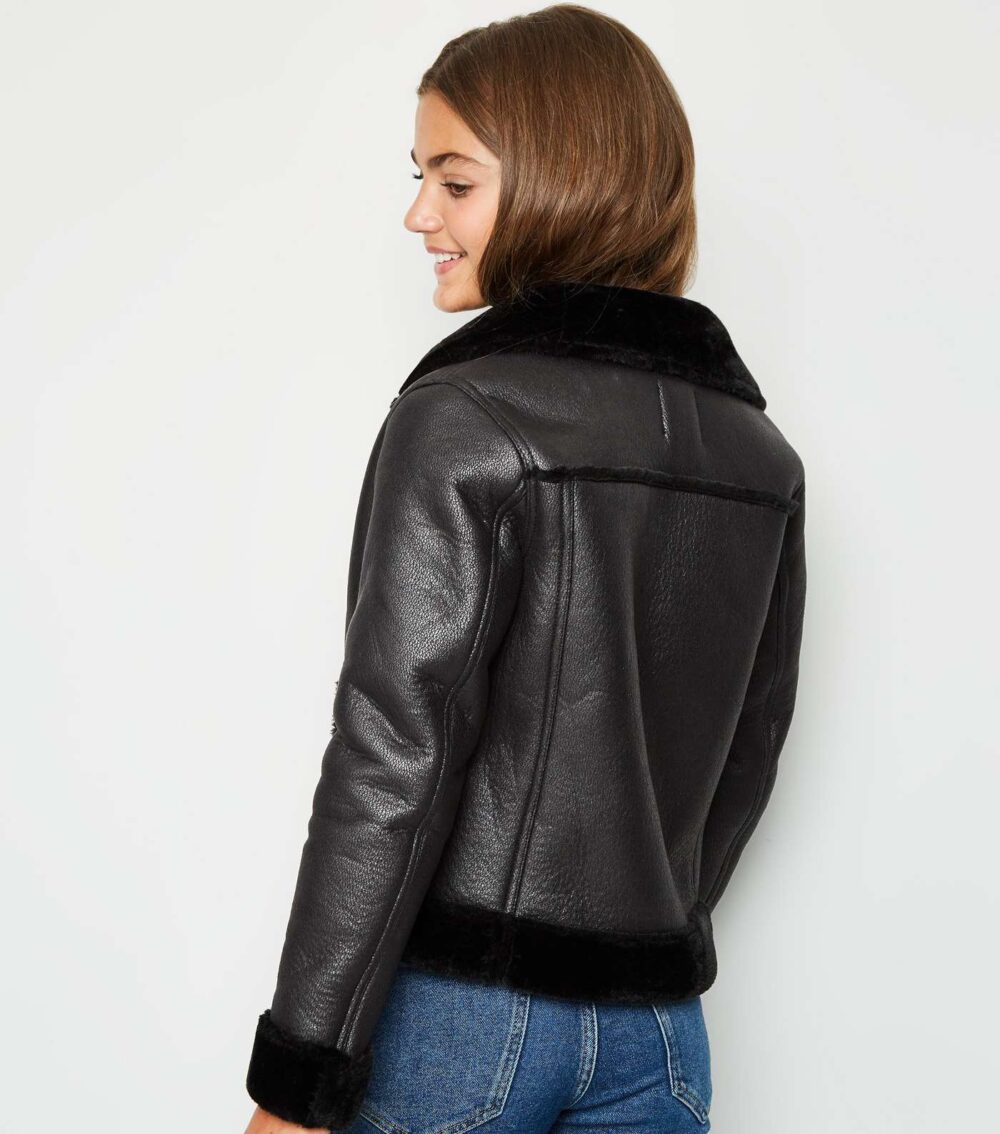 Ladies Black Aviator Jacket 2