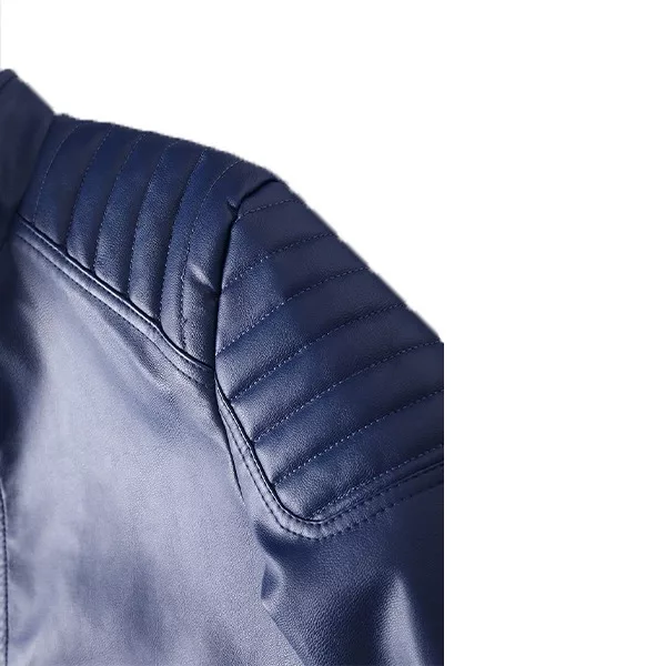 Leather Motorcycle Jacket Blue 4