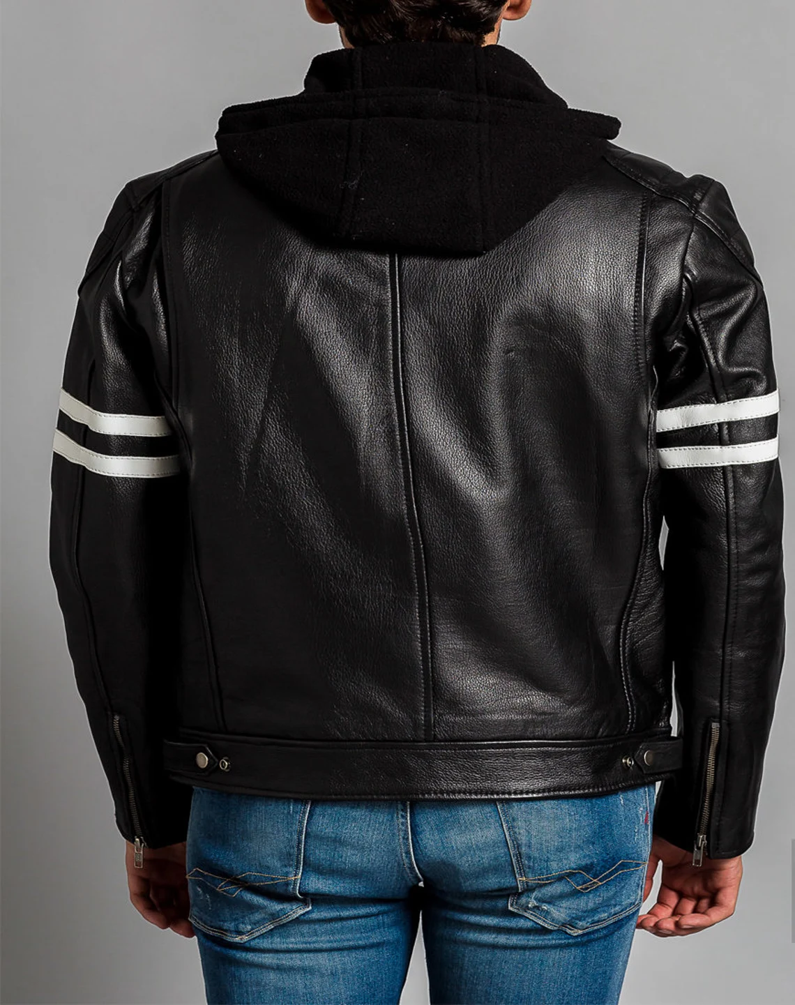 Leather Motorcycle Jacket With Hood 3