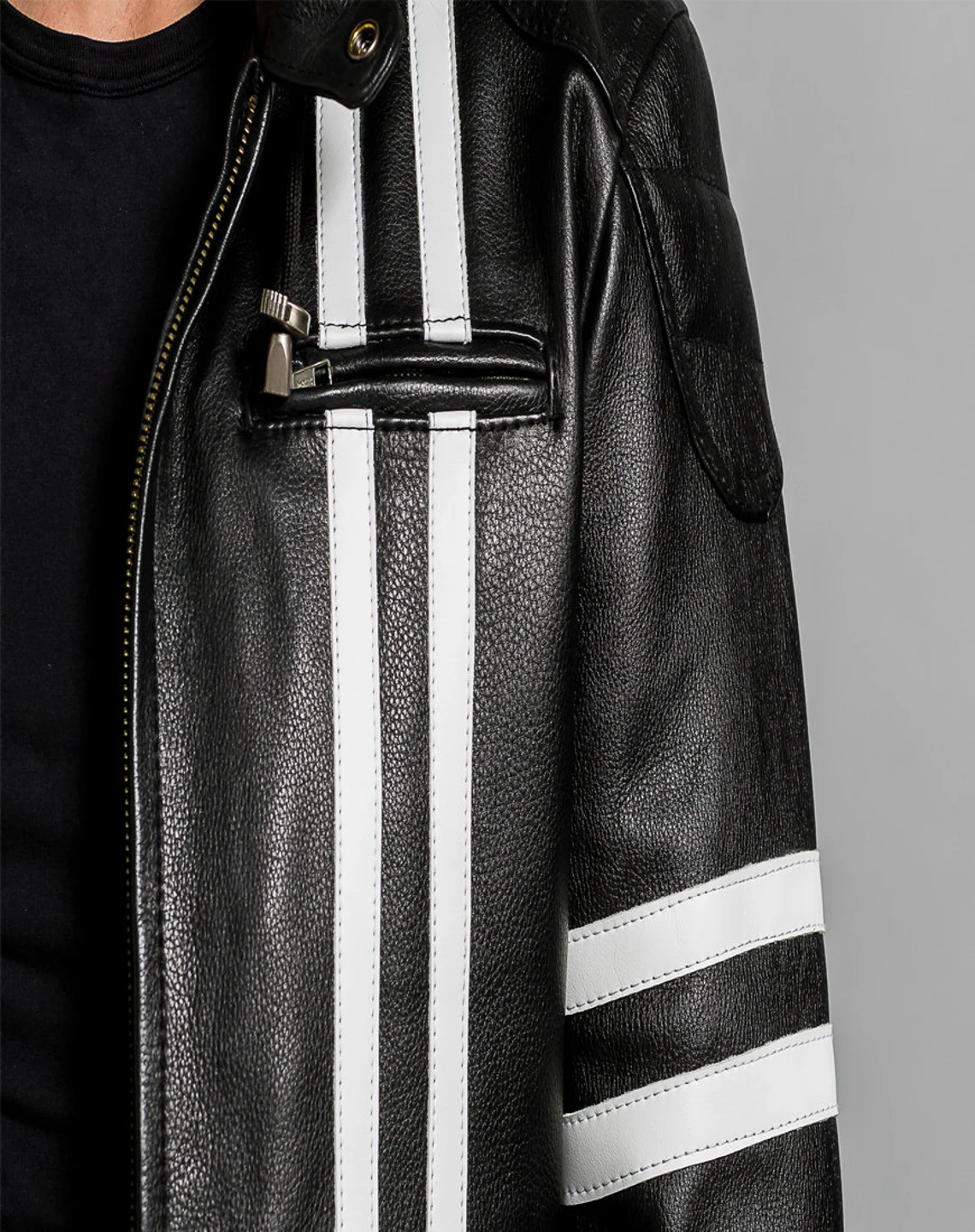 Leather Motorcycle Jacket With Hood 4