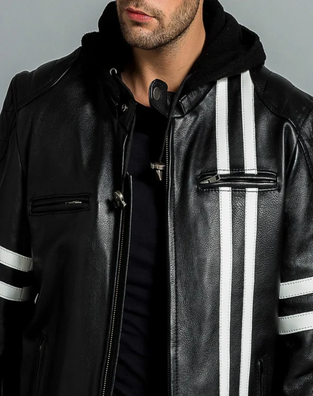 Leather Motorcycle Jacket With Hood