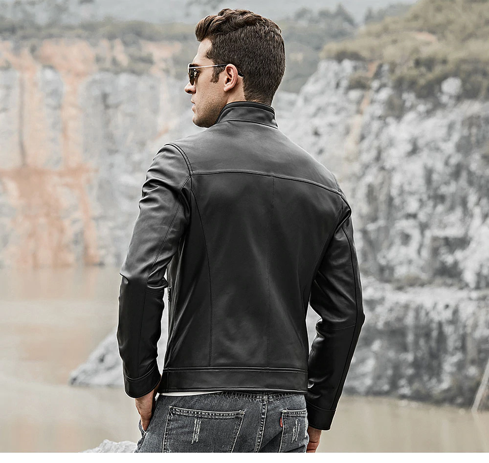 mens biker jacket faux leather 2