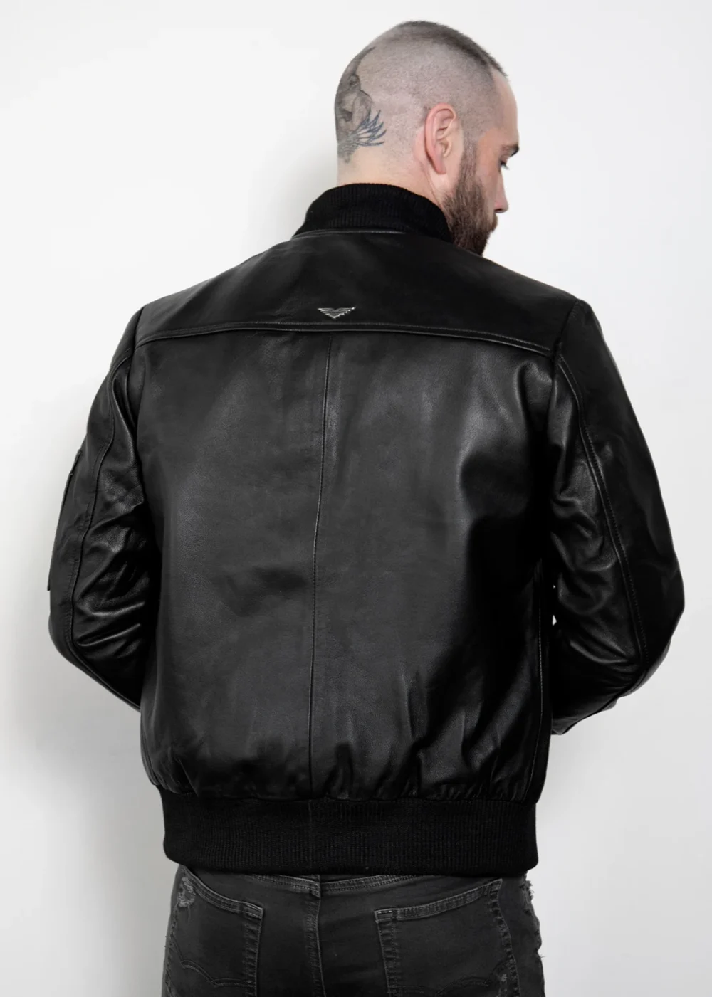 Mens Black Leather Aviator Jacket