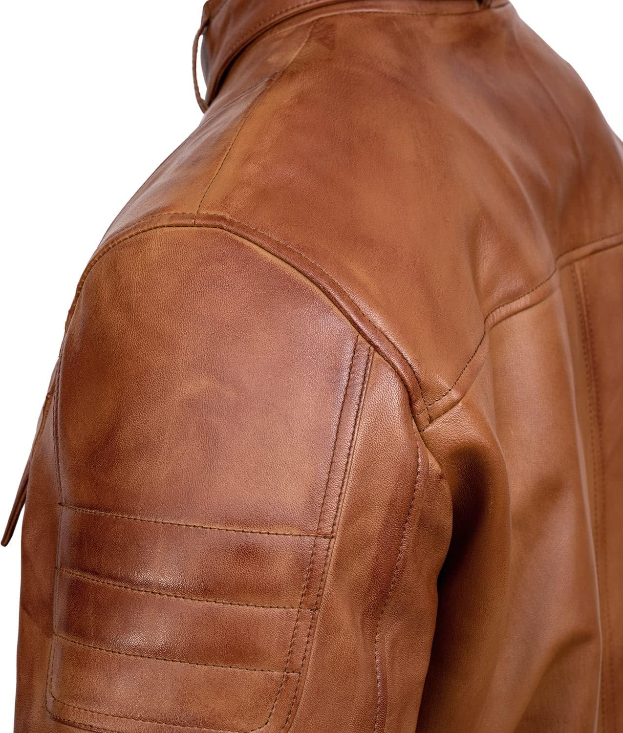 Mens Brown Leather Motorcycle Jacket 3