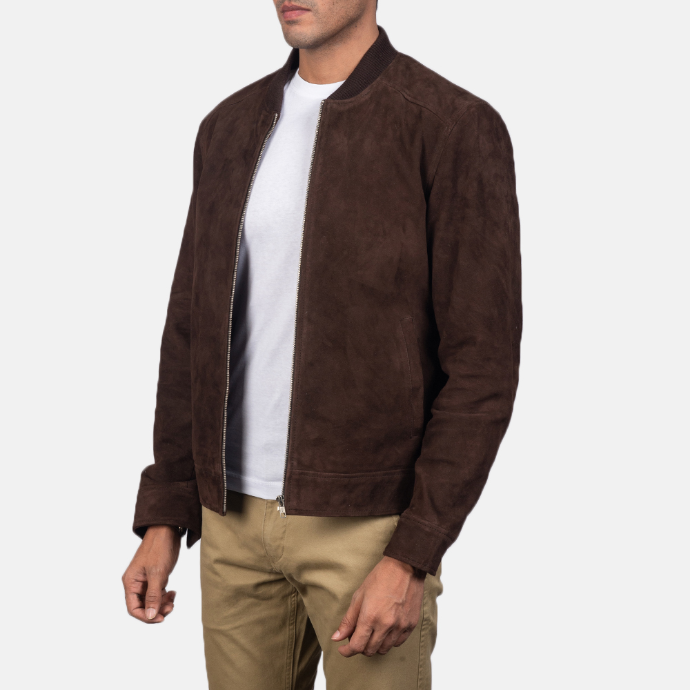 Mens Suede Bomber Jacket