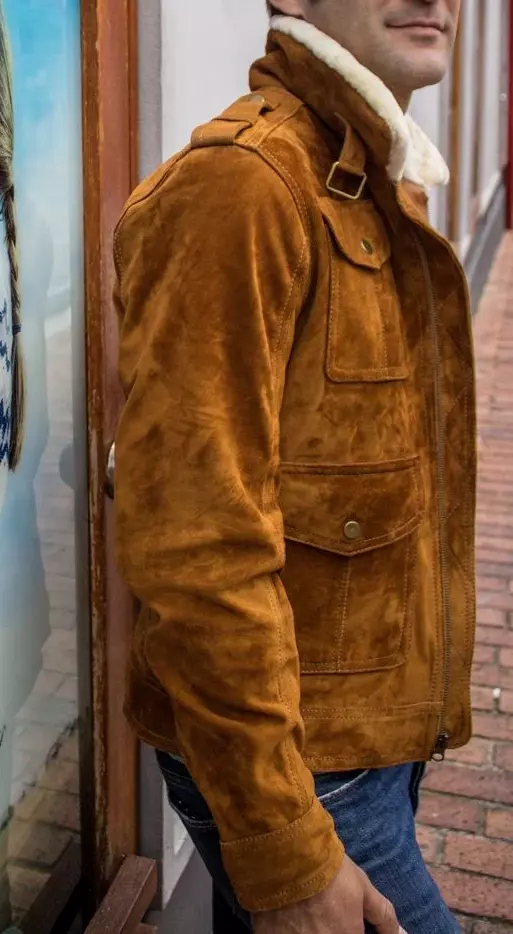 Mens Suede Jacket With Fur Collar 3