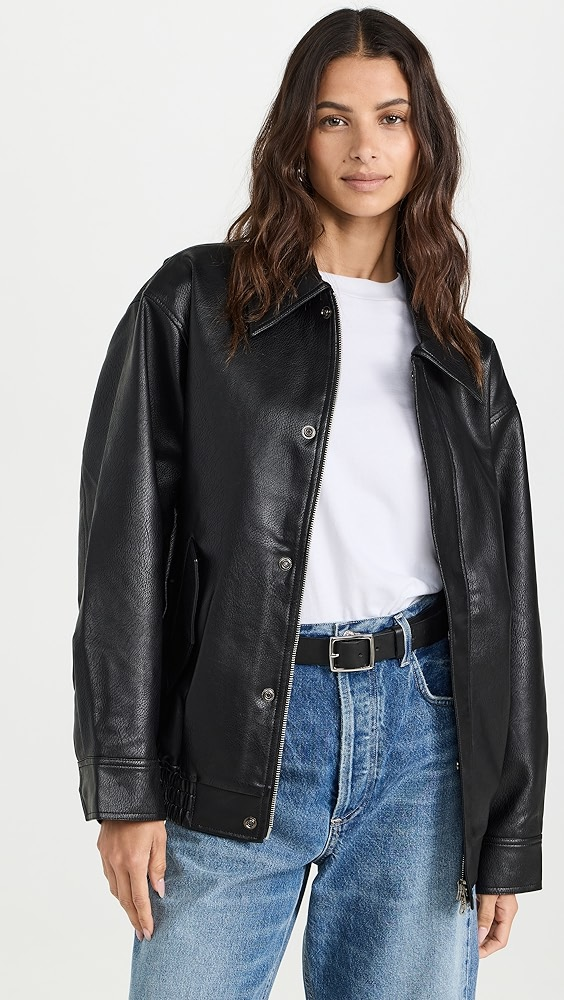 Oversize Leather Bomber Jacket