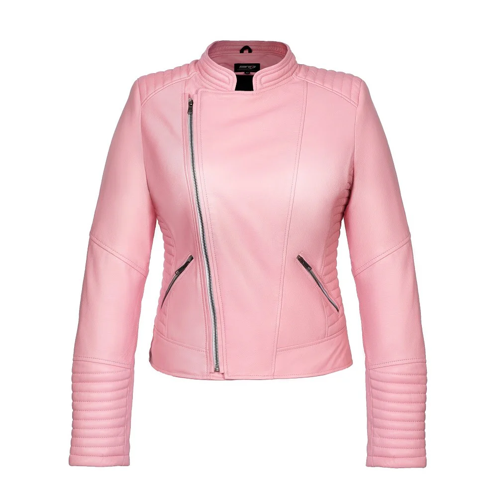 Pink Leather Motorcycle Jacket 2