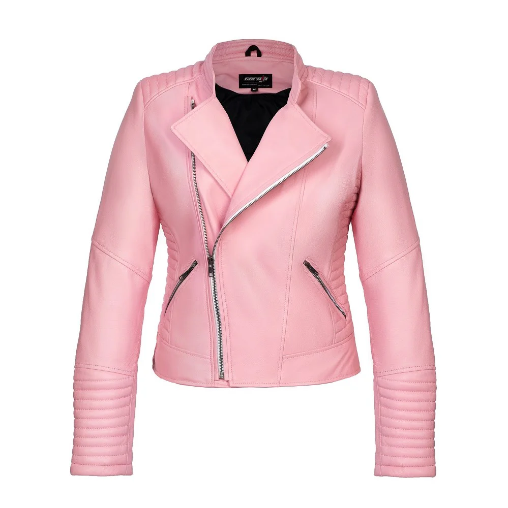 Pink Leather Motorcycle Jacket