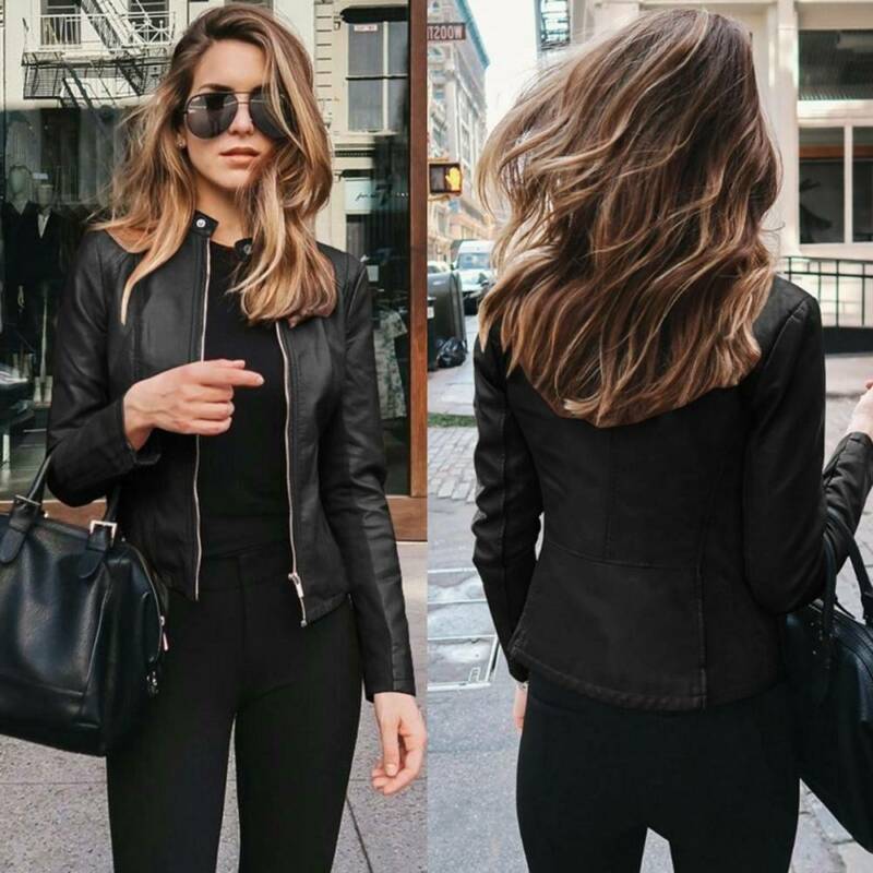 Plus Size Faux Leather Biker Jacket 2