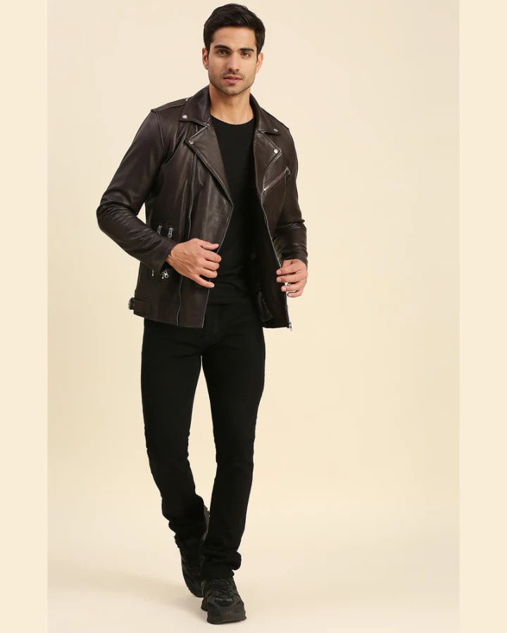 Mens Genuine Leather Motorcycle Jacket 1