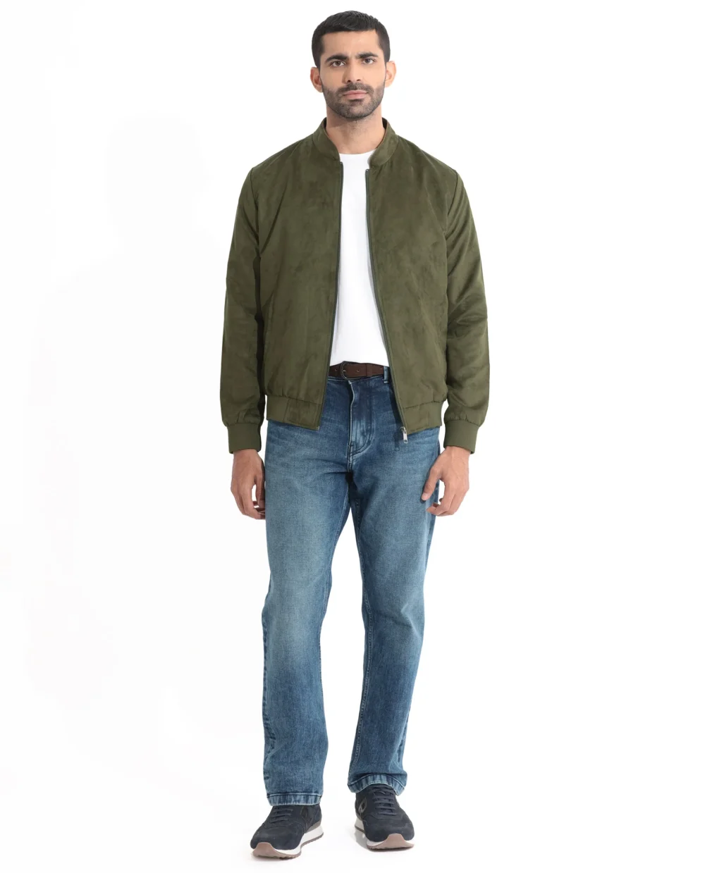 Suede Bomber Jacket Green