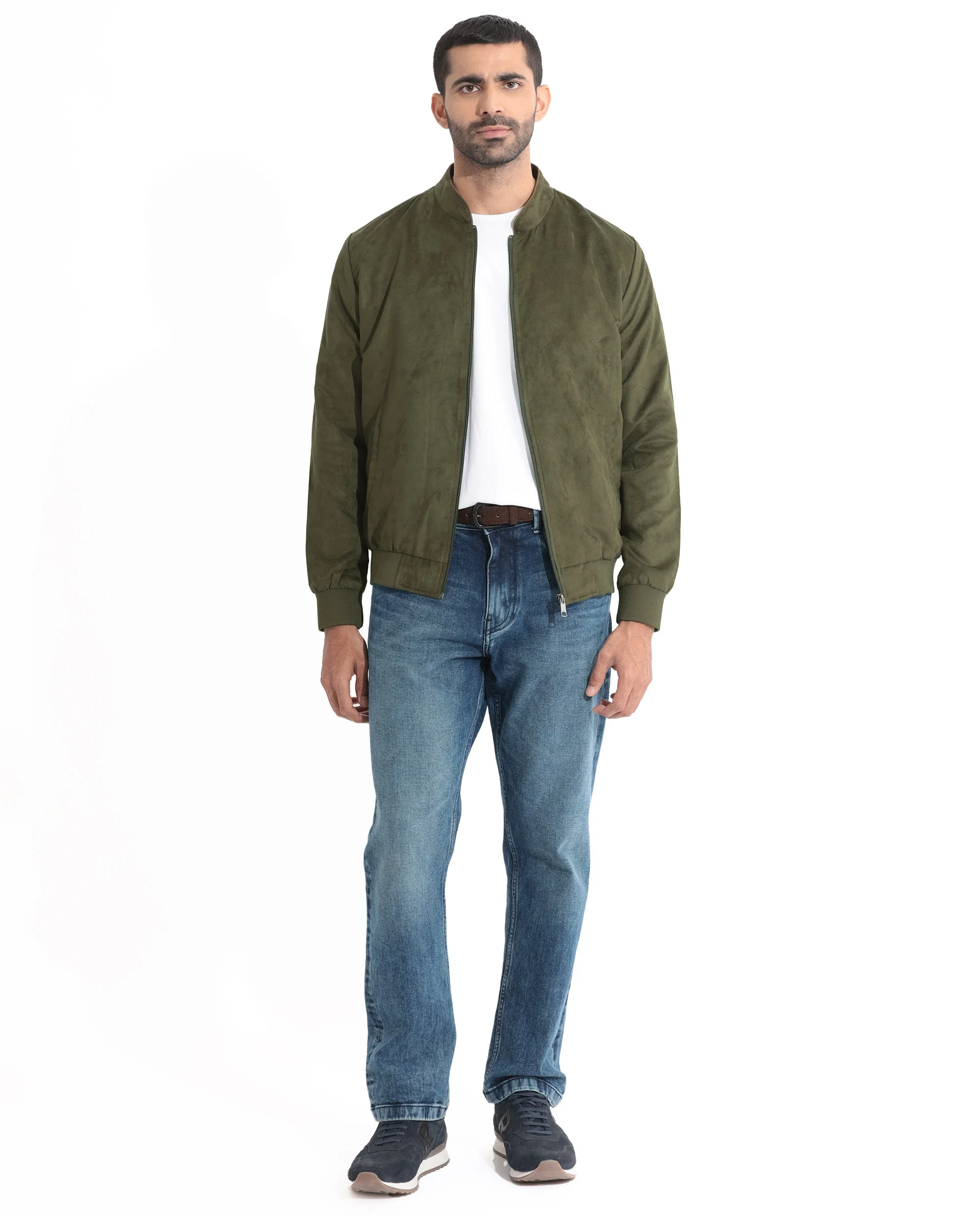 Suede Bomber Jacket Green