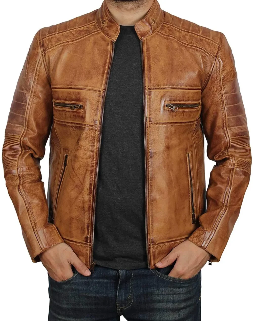 Tan Leather Motorcycle Jacket