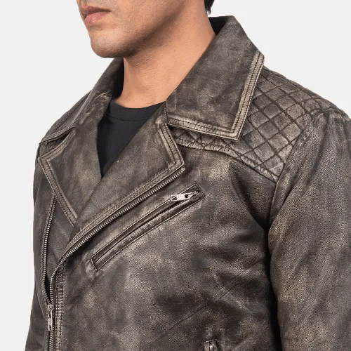 Vintage Distressed Leather Motorcycle Jacket 4