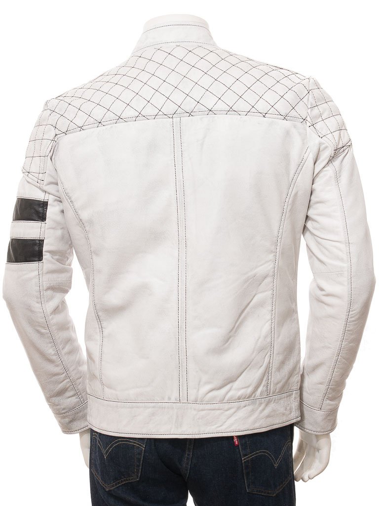 White Leather Motorcycle Jacket 4