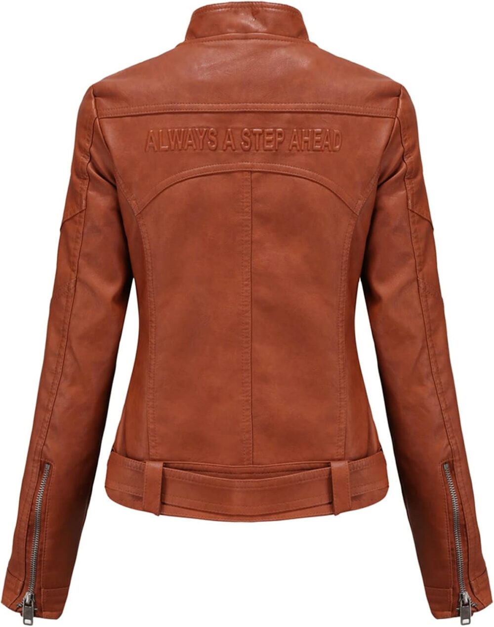 Womens Brown Leather Motorcycle Jacket 3
