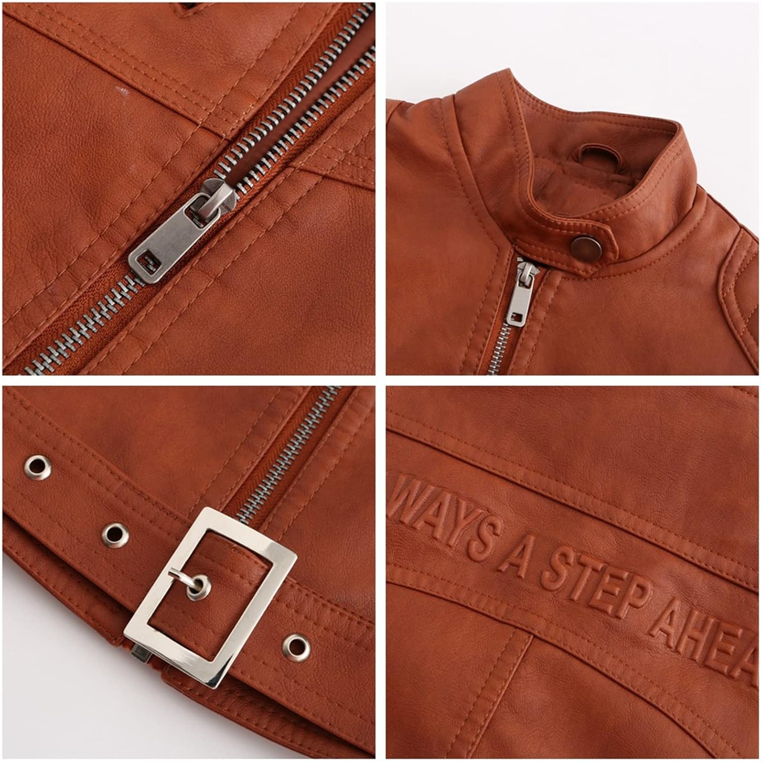 Womens Brown Leather Motorcycle Jacket 5