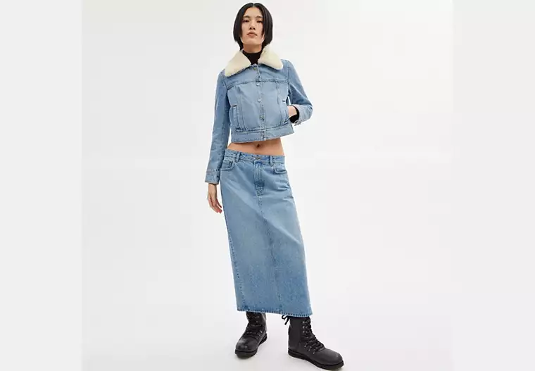 Womens Denim Jacket With Sheepskin Collar 1