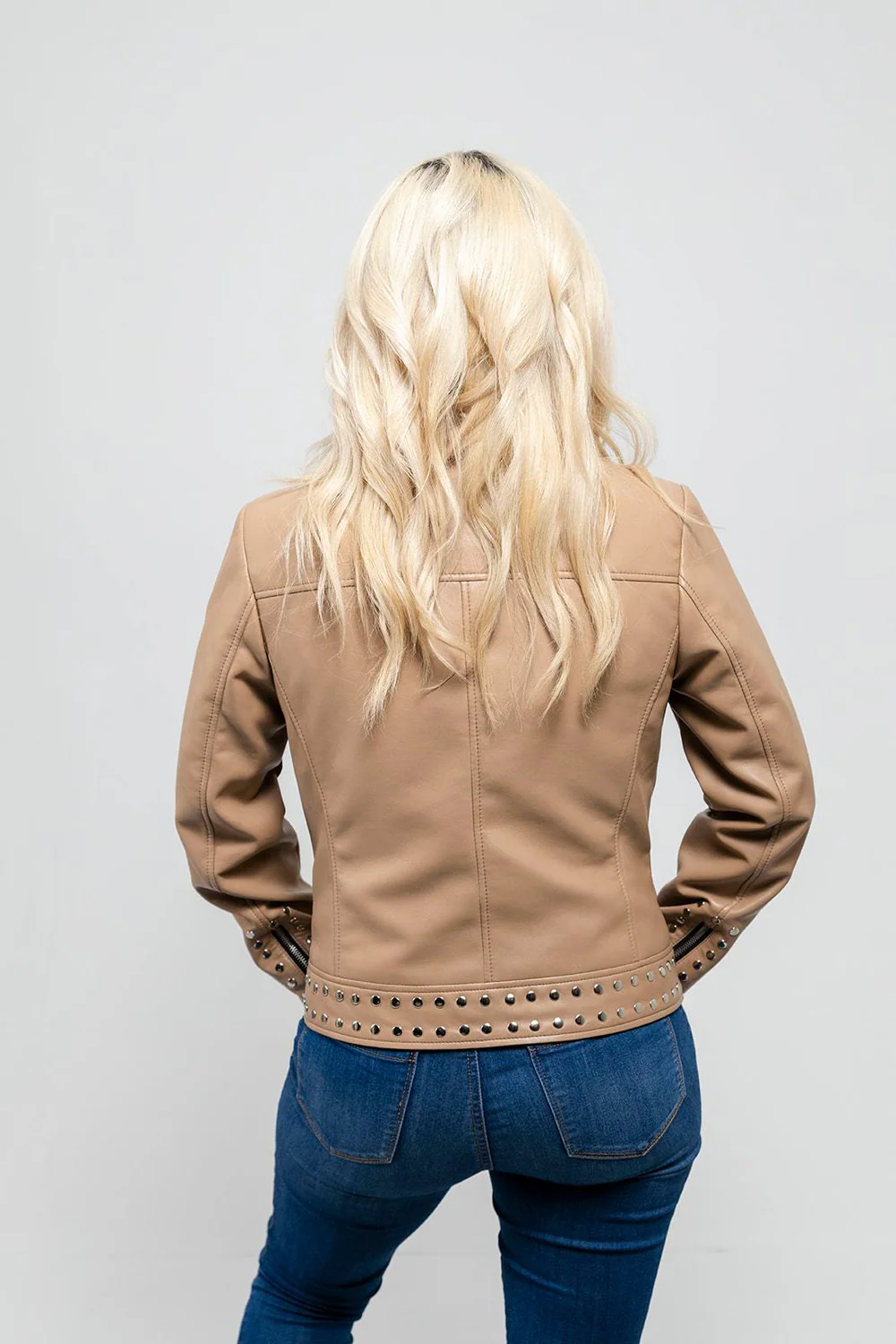 beige leather jacket womens 2