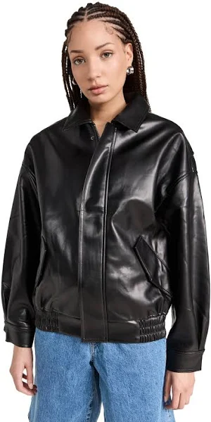 black bomber leather jacket