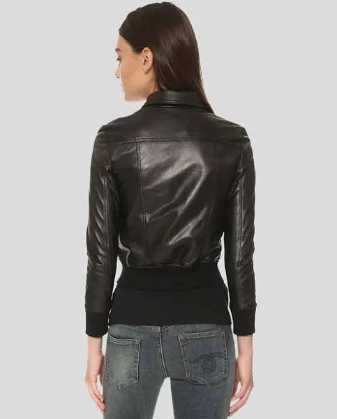 black leather bomber jacket womens 3