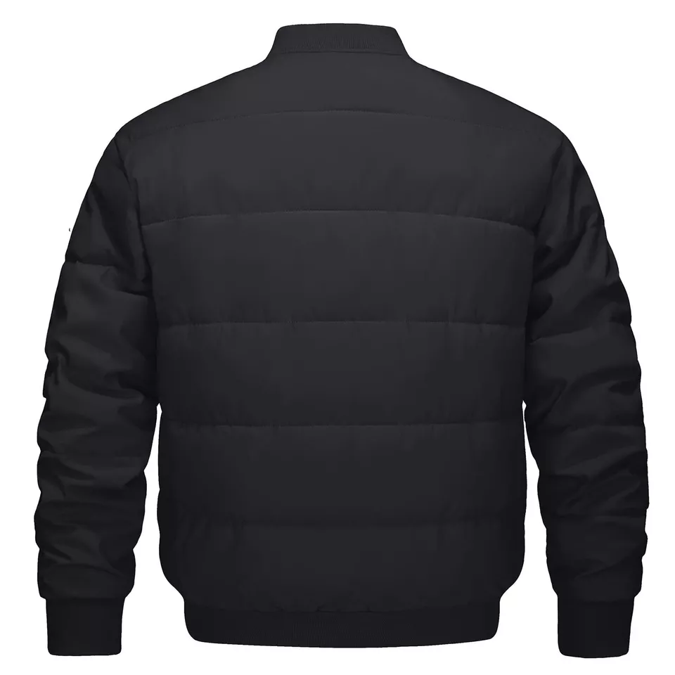 Black Quilted Bomber Jacket 2