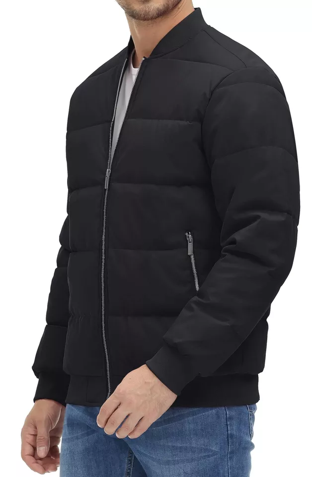 Black Quilted Bomber Jacket 3