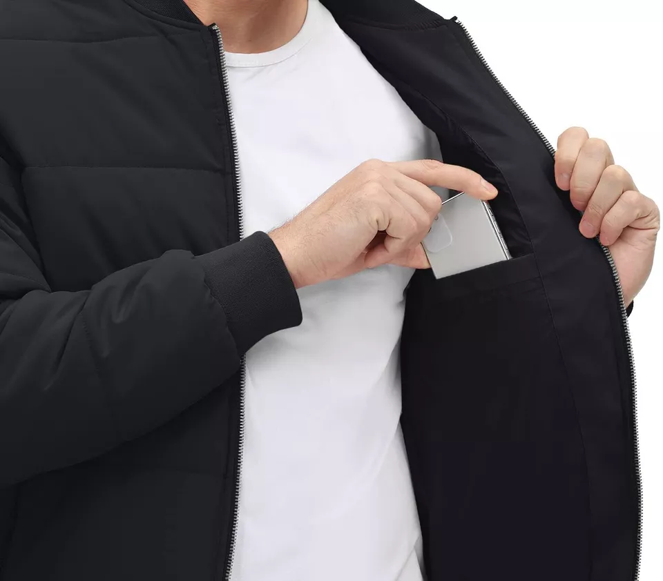 Black Quilted Bomber Jacket 4