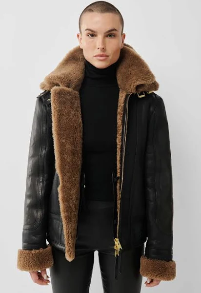 black sheepskin jacket ladies 2
