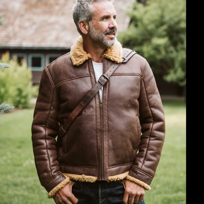 leather bomber jacket brown