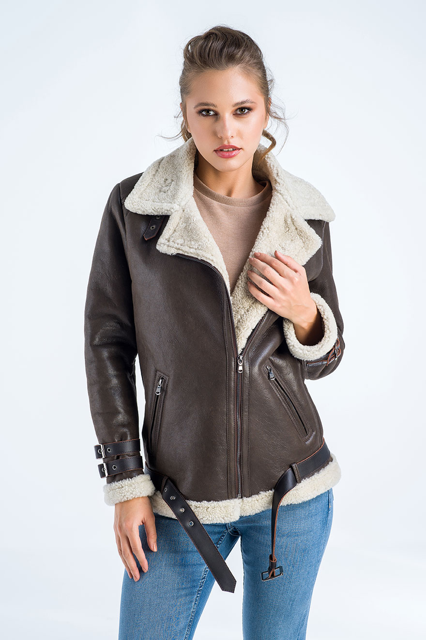 leather sheepskin aviator jacket