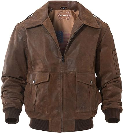 mens leather bomber flight jacket