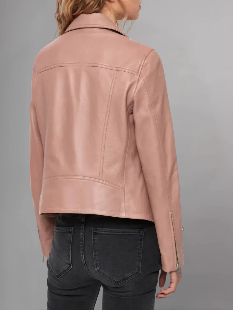 Pink Motorcycle Leather Jacket 2