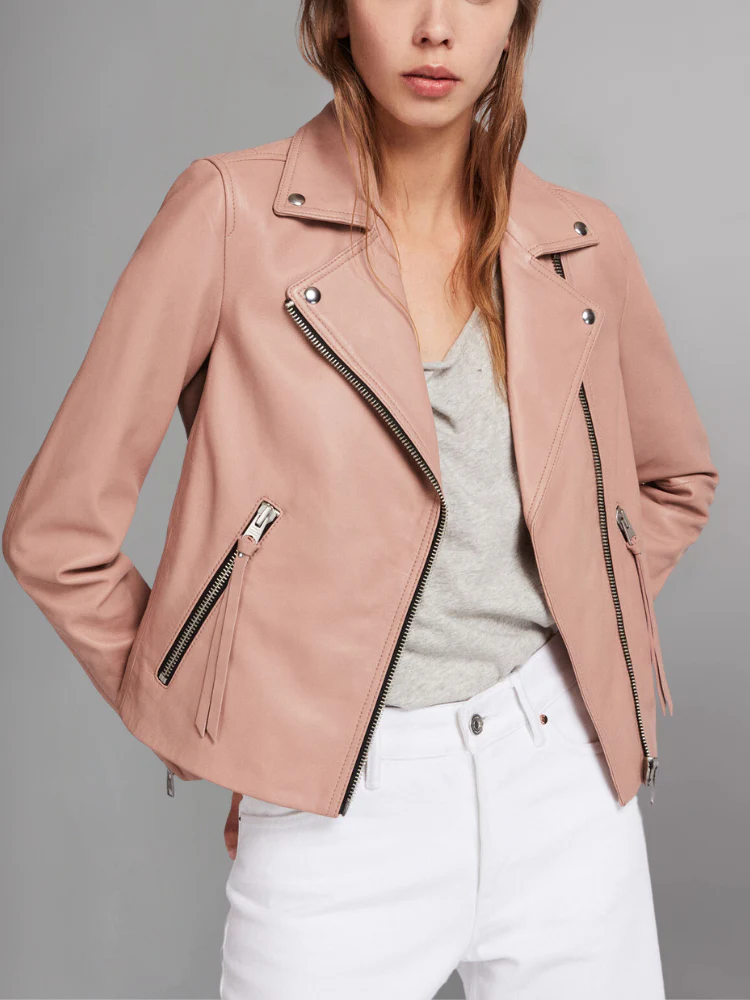Pink Motorcycle Leather Jacket