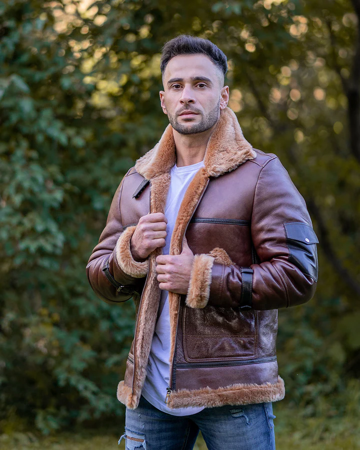 shearling bomber leather jacket