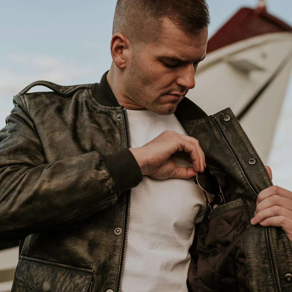 vintage leather bomber jacket 3
