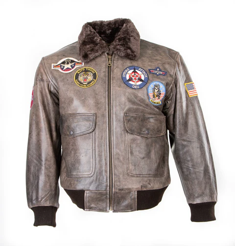 B-2 Mens Top Gun Pilot Bomber Leather Jacket